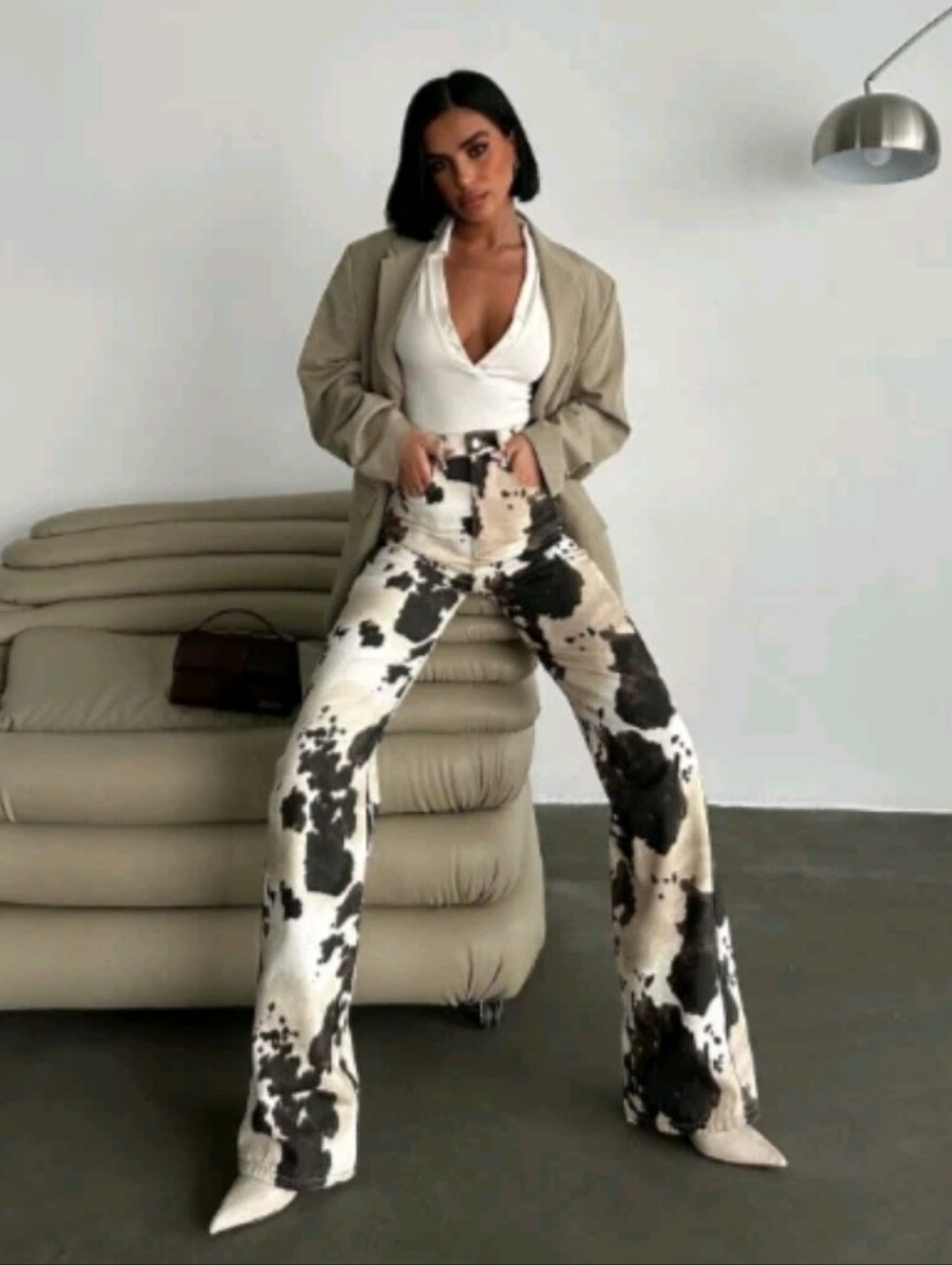 Piral Cow Print Jeans Statement Jeans - Size (L) 28/29 waist-zara-revolve